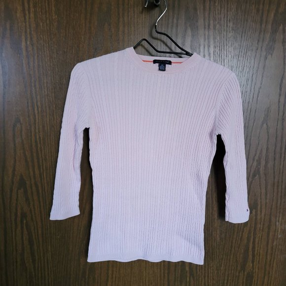 Tommy Hilfiger Pale Pink Cable Knit Sweater Petite Small - Picture 1 of 13